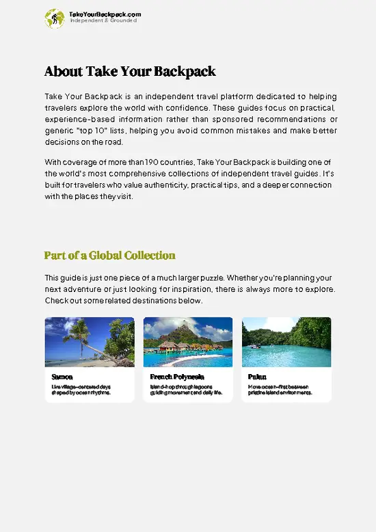 example page 1 from our offline Travel Guide for Cook Islands